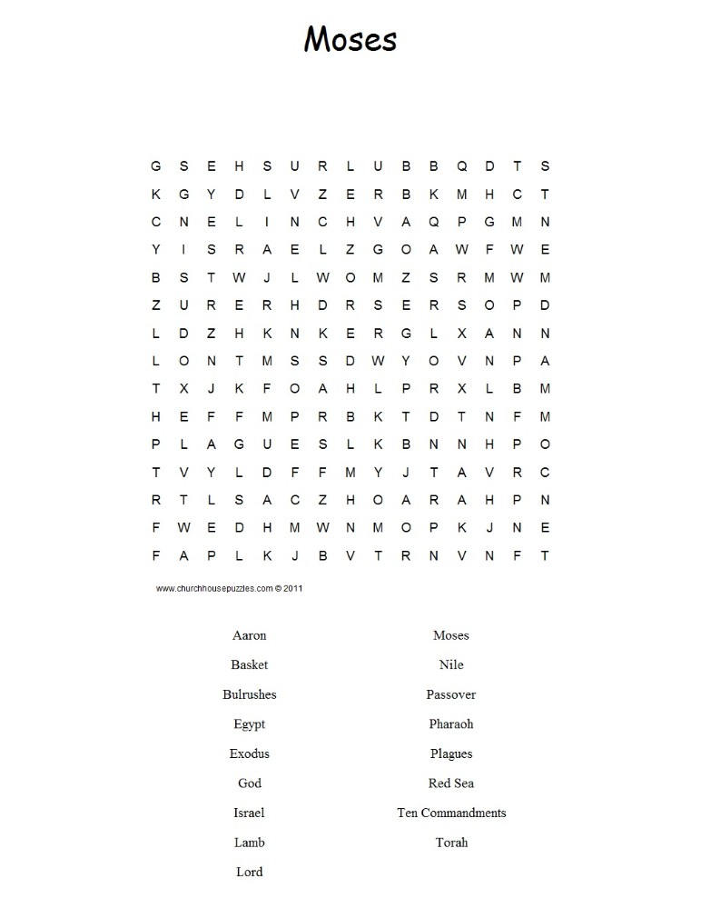 Moses Word Search Puzzle