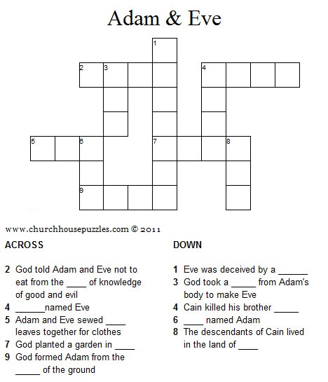 Adam and Eve Crossword Puzzle