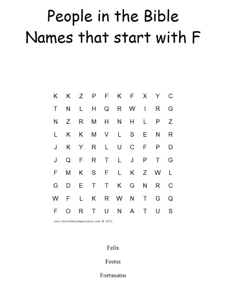 Names That Start With F Word Search Puzzle