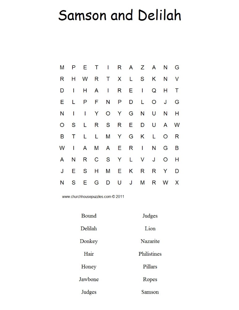Samson and Delilah Word Search Puzzle