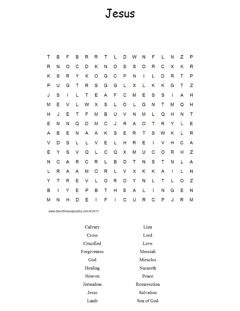 Jesus Word Search Puzzle