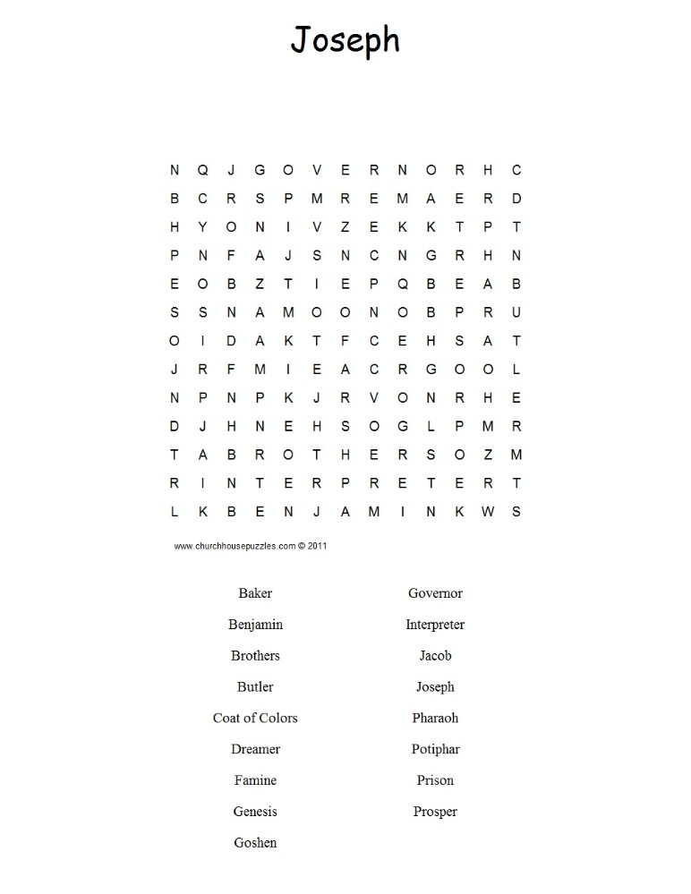 Joseph Word Search Puzzle
