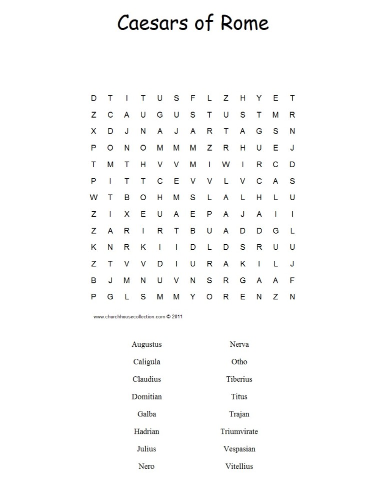 Caesars Of Rome Word Search Puzzle