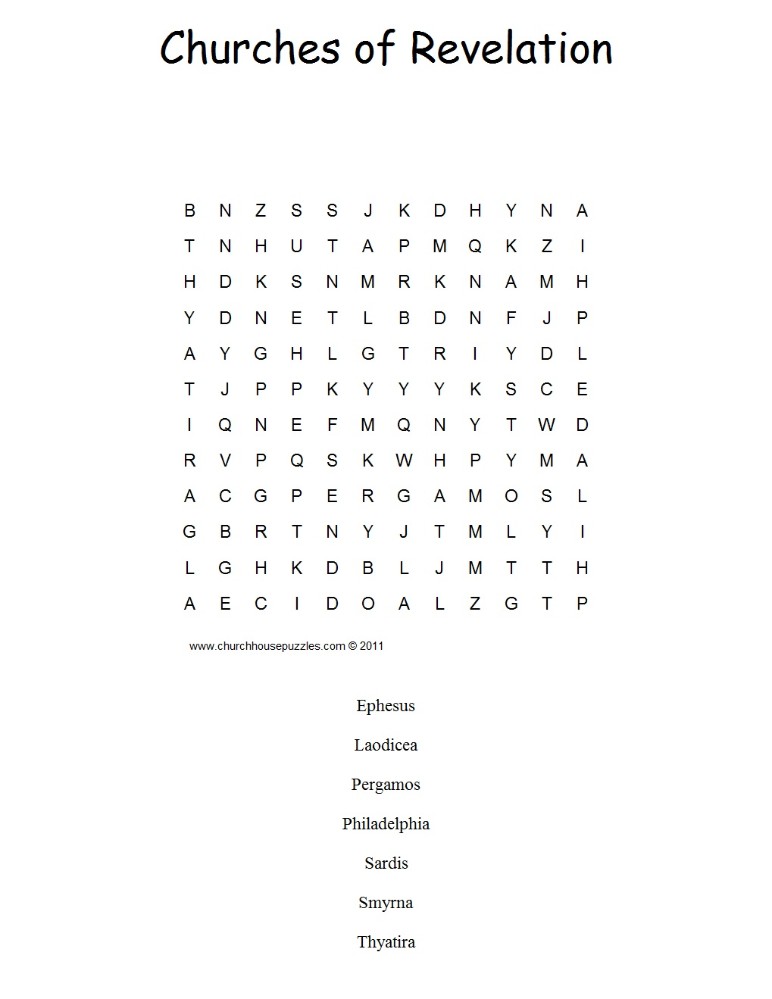 Churches of Revelation Word Search Puzzle