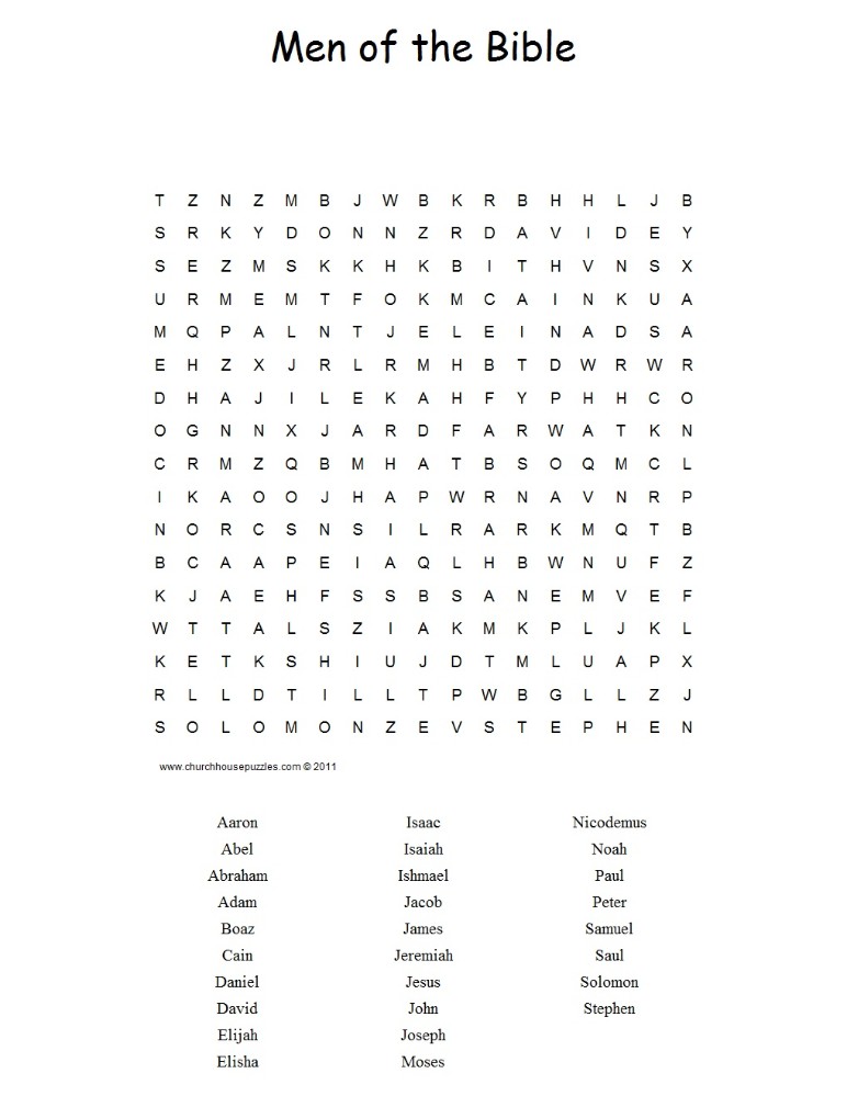 Men in the Bible Word Search Puzzle