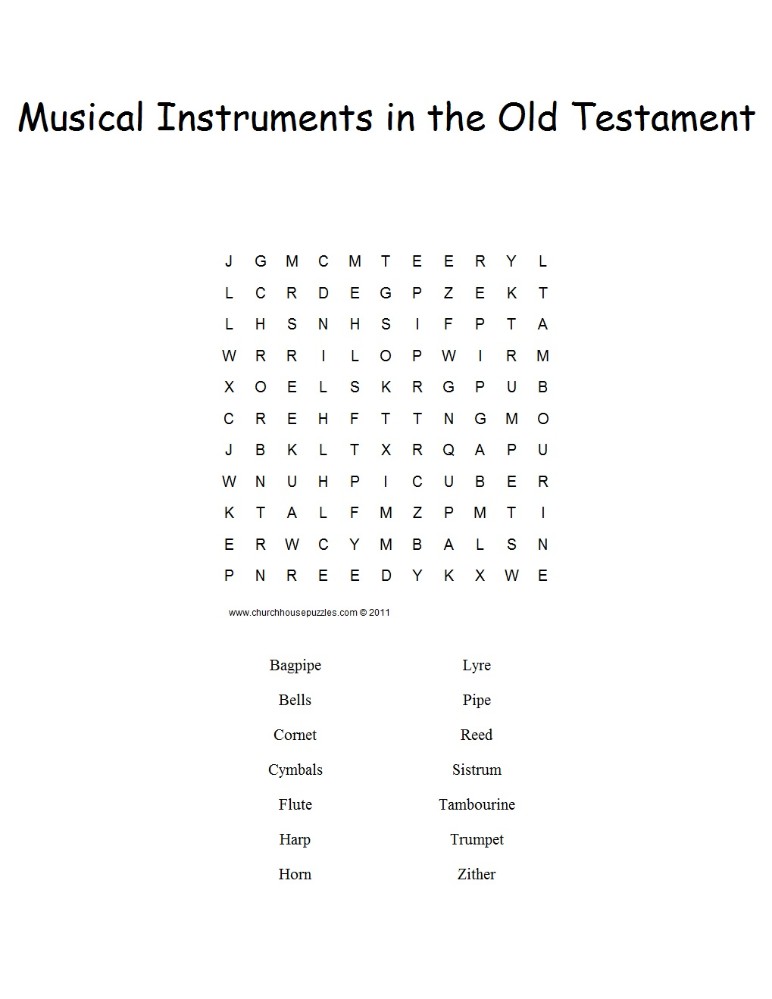 Musical Intruments in the Bible Word Search Puzzle