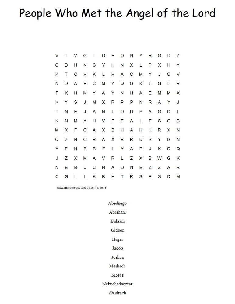People Who Met the Angel of the Lord Word Search Puzzle