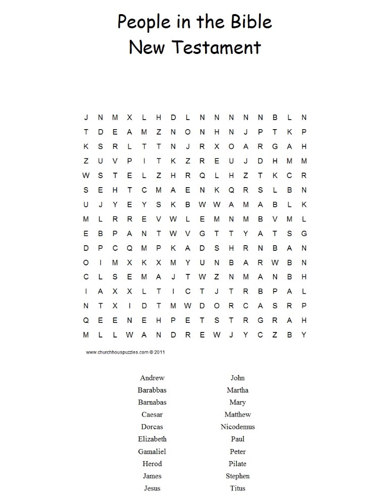 People in the New Testament Word Search Puzzle