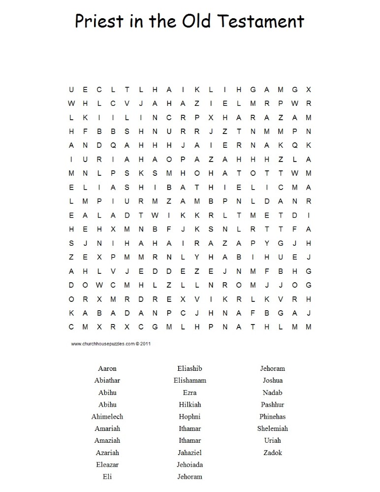 Priest in the Old Testament Word Search Puzzle