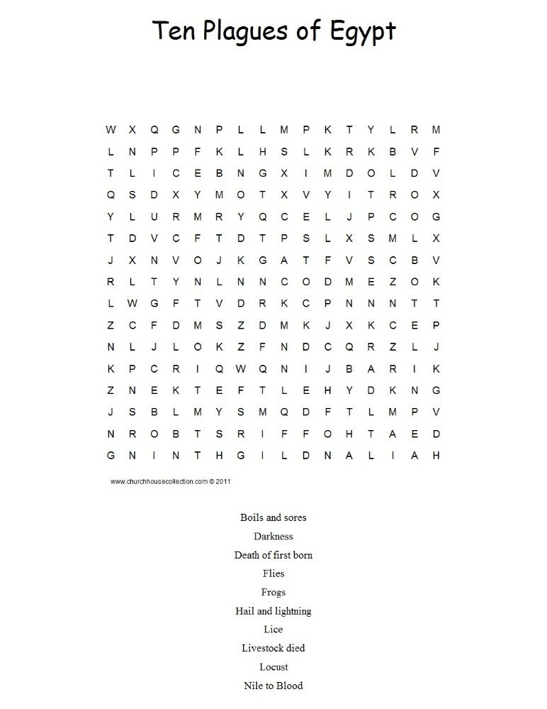 Ten Plagues of Egypt Word Search Puzzle
