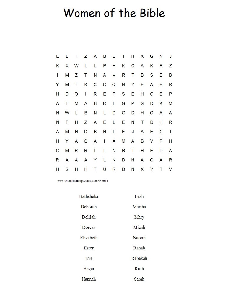 Women of the Bible Word Search Puzzle