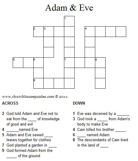 Adam and Eve crossword puzzle