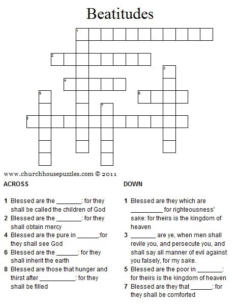 Beatitudes Crossword Puzzle