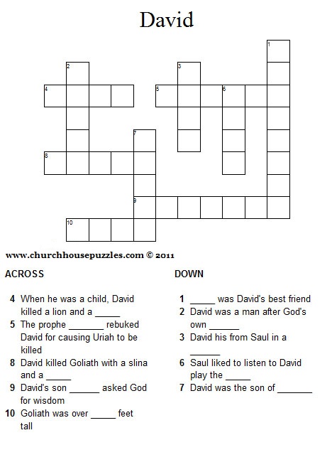 David crossword puzzle