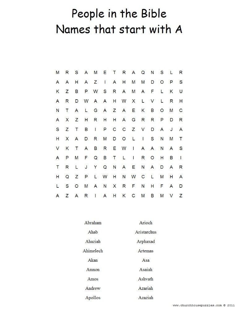 People in the Bible Word Search Puzzle