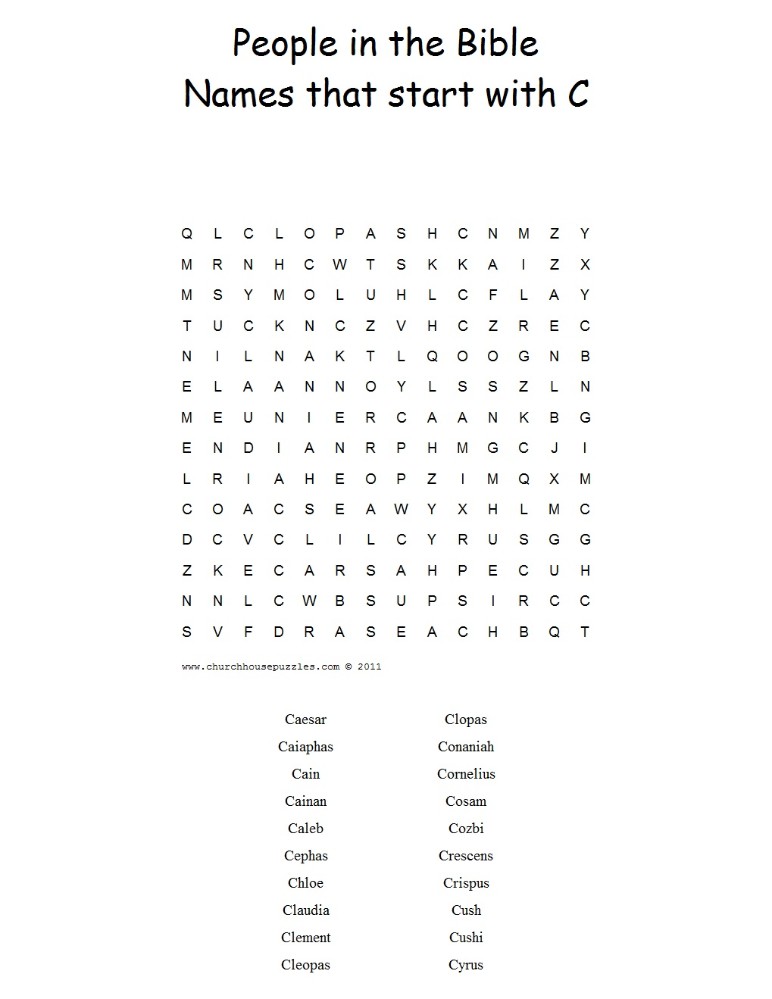 Names That Start With C Word Search Puzzle