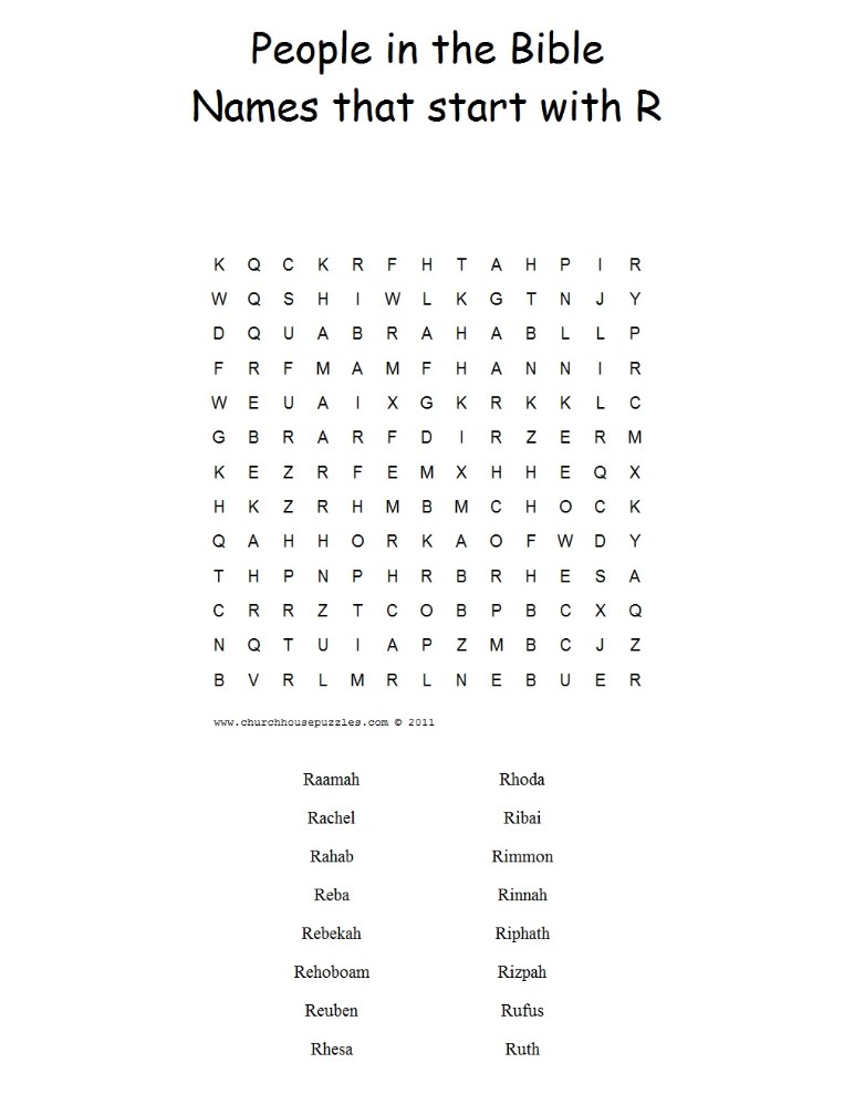 Names That Start With R Word Search Puzzle