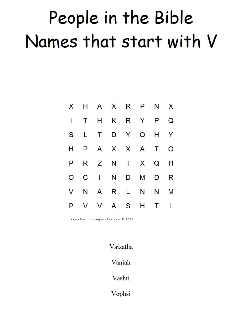 Names That Start With V Word Search Puzzle